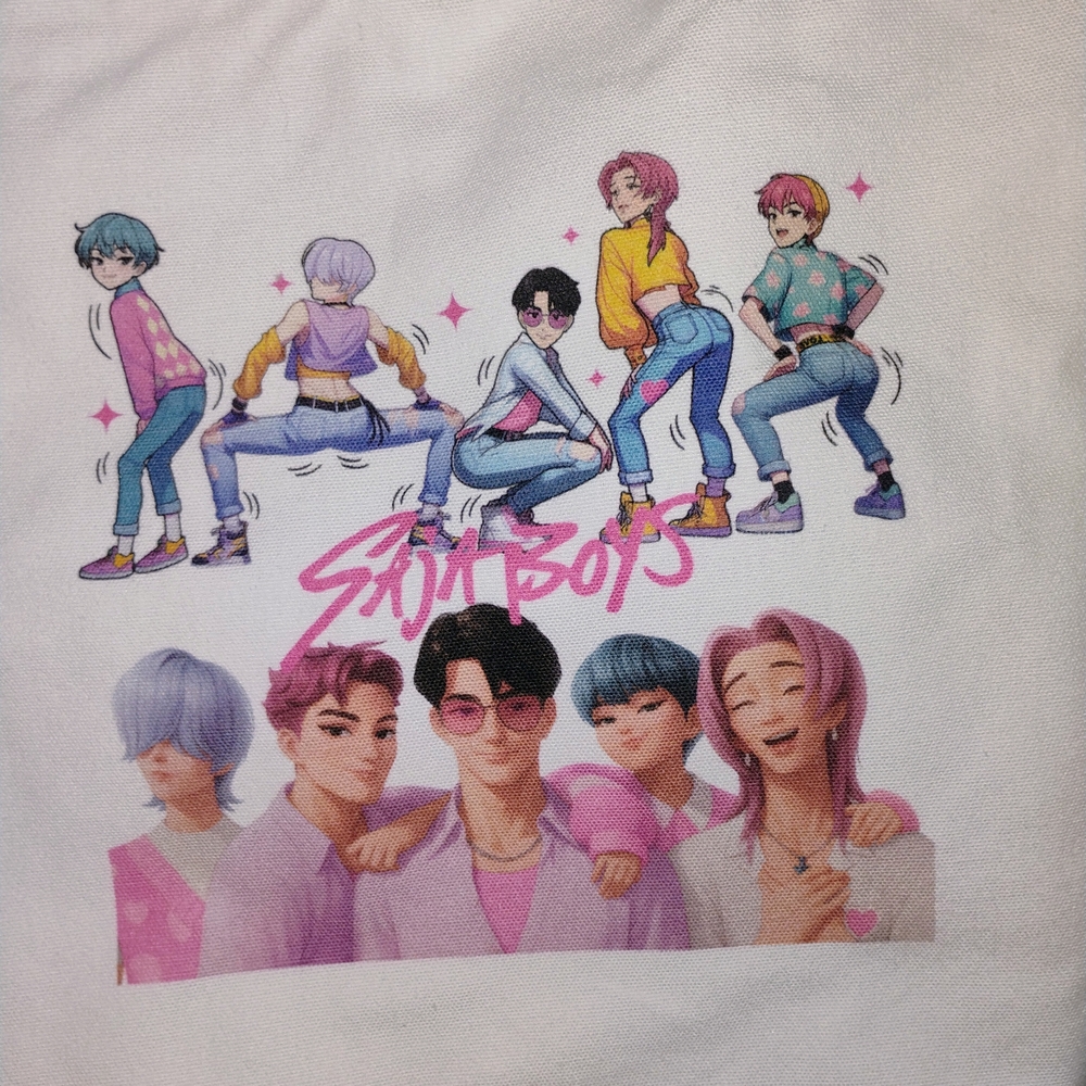 Source Unknown Colorful KPOP Cartoon Graphic BAG